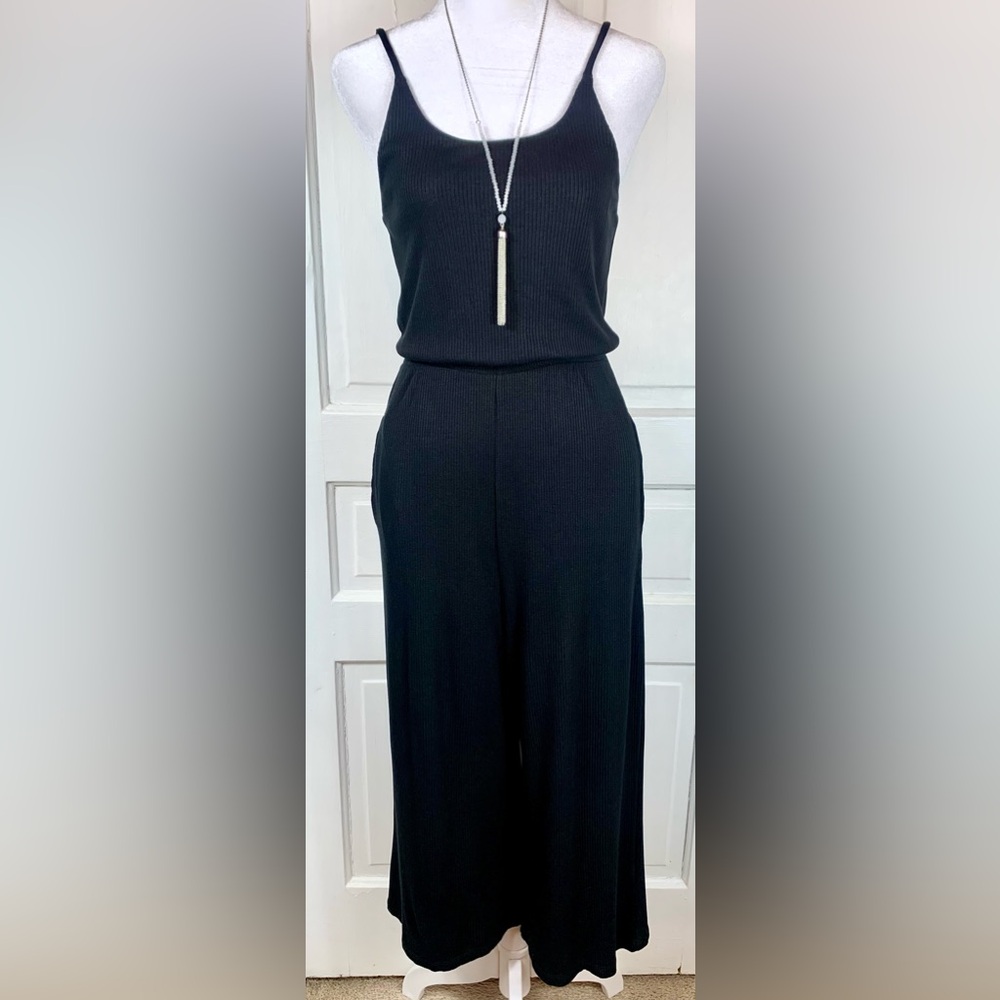 RVCA Jarvis Rib Knit Jumpsuit - Black - w/ Pockets - Wide & Cropped Leg